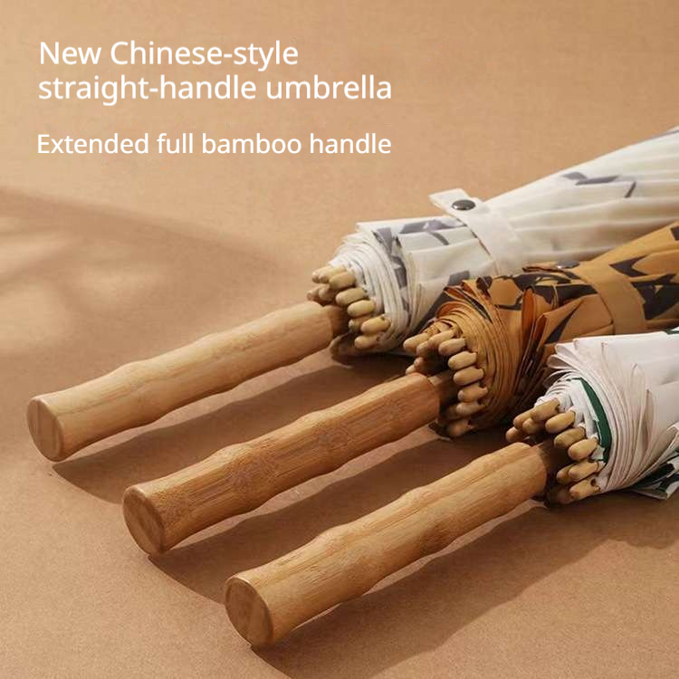 Golf Umbrella Large - Retro Antiker Chinesischer Stil Großer Bambus-Sonnenschirm